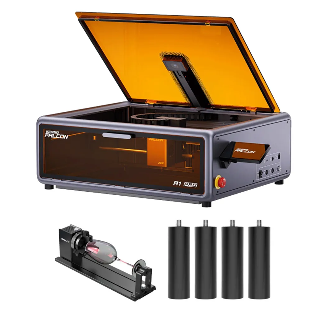 Grabadora y cortadora láser Creality Falcon A1 PRO 20W + kit Rodillo Giratorio